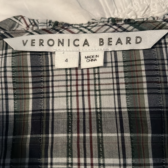 Veronica Beard Itha Plaid Ruffle Button Down Top Size 4 Romantic Feminine - Picture 5 of 8